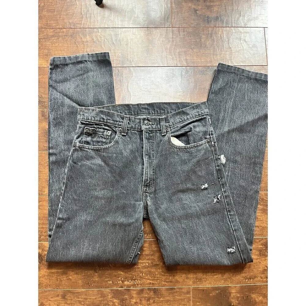 Vintage Levis 505-0259XX Black/Gray Straight Leg Jeans Sz 33x36 AS IS USA